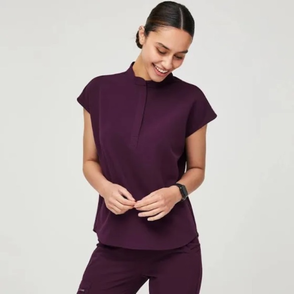 FIGS scrubs deep purple Rafaela top XS